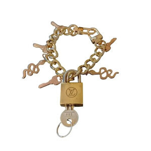 Rare Authentic Vintage # 208 Louis Vuitton Padlock and Key w/ Unbranded Bracelet
